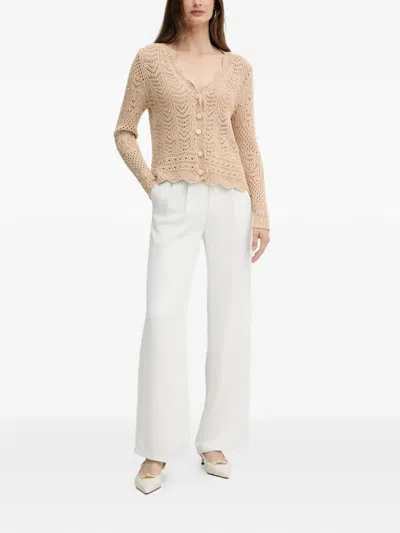 Fracomina Scallop-trim Buttoned Cardigan In Neutral