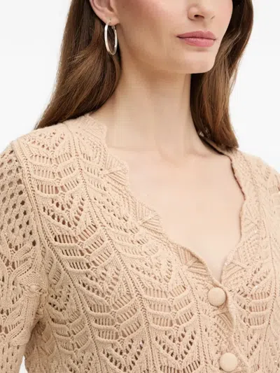 Fracomina Scallop-trim Buttoned Cardigan In Neutral