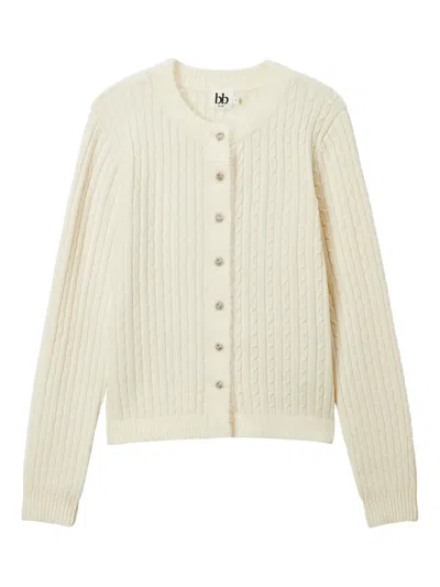 B+ab Cable Knit Button Cardigan In Neutral