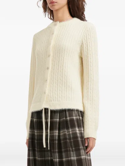 B+ab Cable Knit Button Cardigan In Neutral