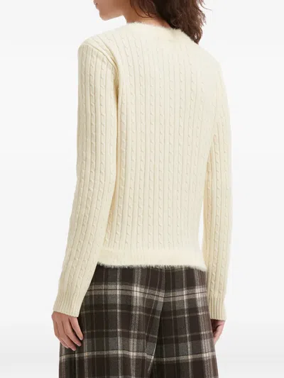 B+ab Cable Knit Button Cardigan In Neutral