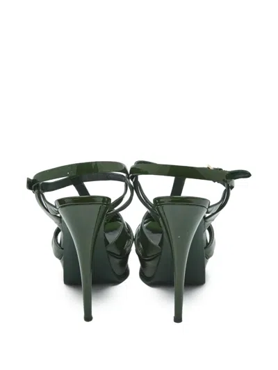 Pre-owned Saint Laurent Interlocked Straps Platform Sandals In Green