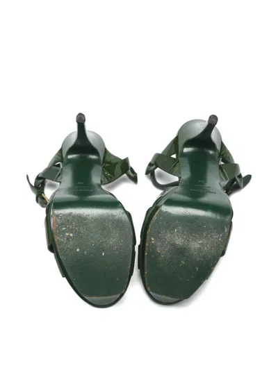 Pre-owned Saint Laurent Interlocked Straps Platform Sandals In Green
