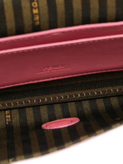 Pre-owned Fendi 2000-2010 Satin Phone Pouch Baguette Satchel In Pink