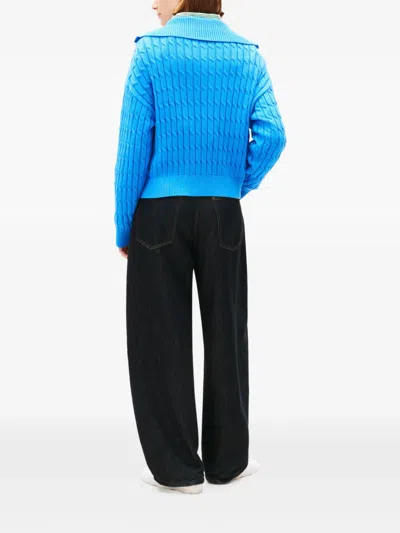 Tommy Hilfiger Zip Cable-knit Sweater In Blue