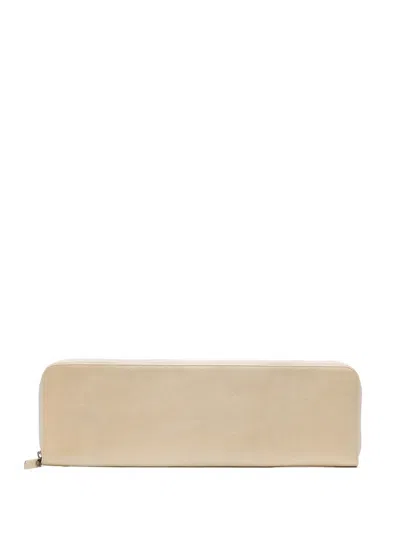 Pre-owned Maison Margiela 2005-2024 Xl Leather Long Slim Clutch Bag In Brown