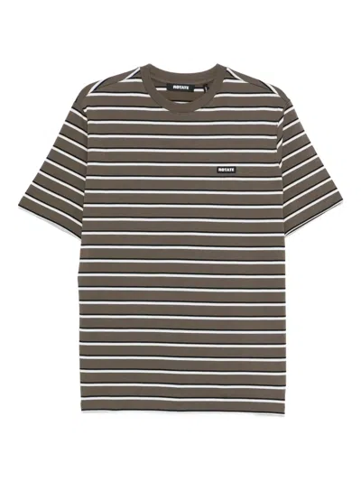 Rotate Birger Christensen Striped Logo-patch T-shirt In Green