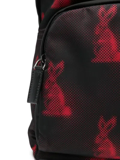 Prada Rabbit-print Backpack In Black
