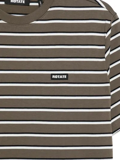 Rotate Birger Christensen Striped Logo-patch T-shirt In Green