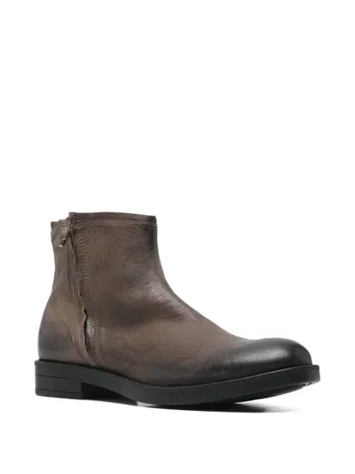 Leqarant Zip Leather Boots In Brown