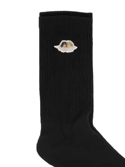 Fiorucci Angels-patch Ribbed Socks In Black