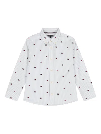 Tommy Hilfiger Junior Logo Striped Shirt In White