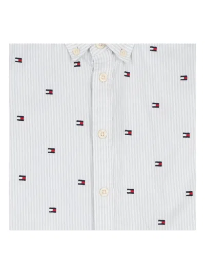 Tommy Hilfiger Junior Logo Striped Shirt In White