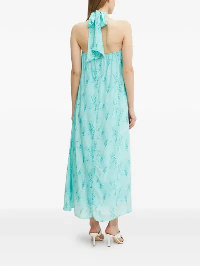 Fracomina Halterneck Tie Dress In Blue