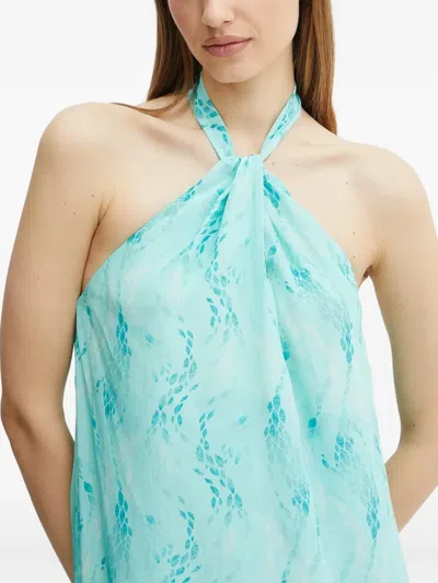 Fracomina Halterneck Tie Dress In Blue