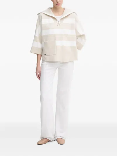 Joseph Ribkoff Striped-pattern Half-zip Sweater In Neutral