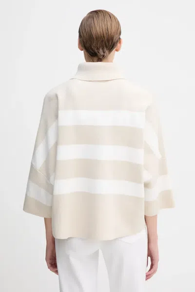 Joseph Ribkoff Striped-pattern Half-zip Sweater In Neutral