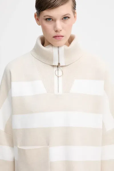 Joseph Ribkoff Striped-pattern Half-zip Sweater In Neutral