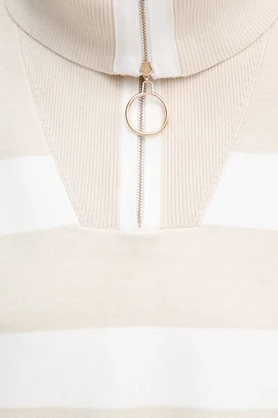Joseph Ribkoff Striped-pattern Half-zip Sweater In Neutral