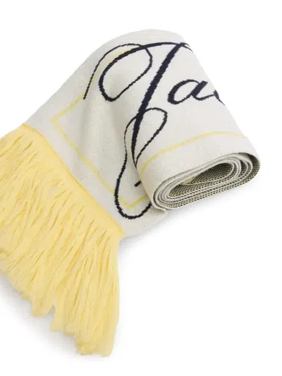 Jacquemus La Liga Fringed Logo Scarf In White