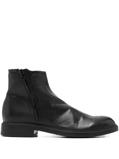 Leqarant Zip Leather Boots In Black