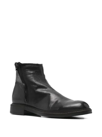 Leqarant Zip Leather Boots In Black