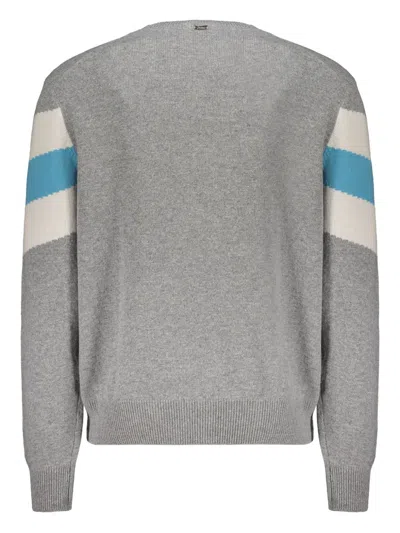 Herno Gray Pullover With Modern Zigzag Stripe In Gray