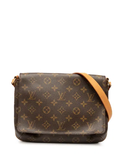 Pre-owned Louis Vuitton 2003 Monogram Musette Tango Long Strap Crossbody Bag In Brown