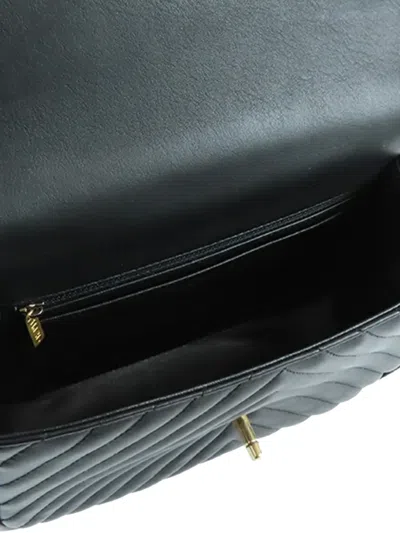 Pre-owned Chanel 2017-2018 Medium Cc Chevron Lambskin Chain Top Handle Flap Satchel In Black