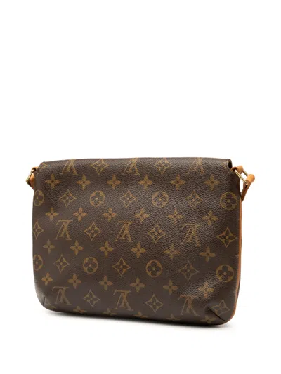 Pre-owned Louis Vuitton 2003 Monogram Musette Tango Long Strap Crossbody Bag In Brown