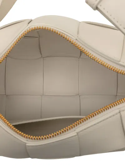 Pre-owned Bottega Veneta 2012-2025 Small Nappa Intrecciato Brick Cassette Shoulder Bag In White