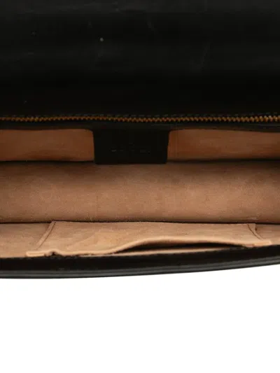 Pre-owned Gucci 2016-2025 Small Leather Web Sylvie Satchel In Black