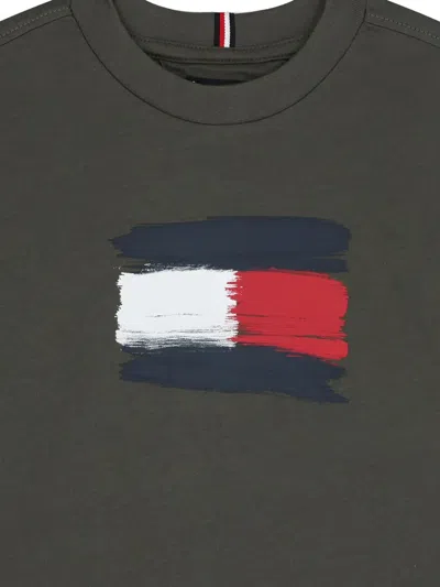 Tommy Hilfiger Junior Logo Cotton T-shirt In Green