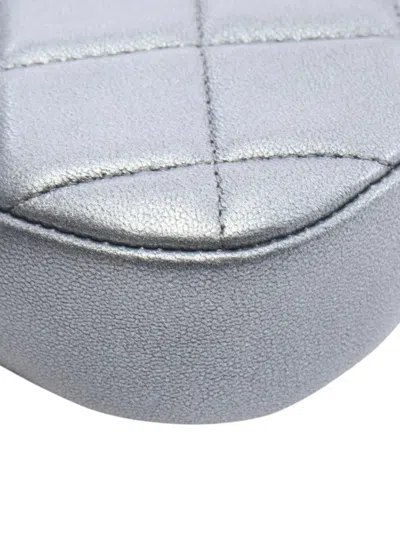 Pre-owned Chanel 2021-2025 Cc Quilted Lambskin Charms Hobo Crossbody Bag In Gray