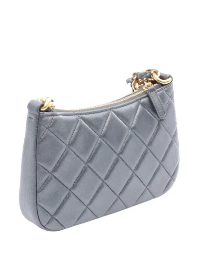Pre-owned Chanel 2021-2025 Cc Quilted Lambskin Charms Hobo Crossbody Bag In Gray