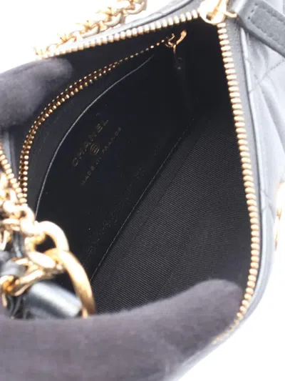 Pre-owned Chanel 2021-2025 Cc Quilted Lambskin Charms Hobo Crossbody Bag In Gray