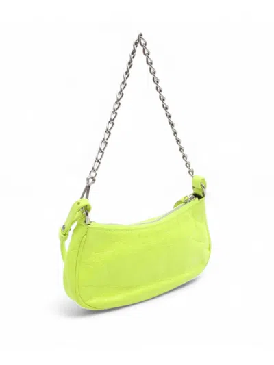 Pre-owned Balenciaga 2010-2025 Mini Croc Embossed Le Cagole Bb Handbag In Yellow