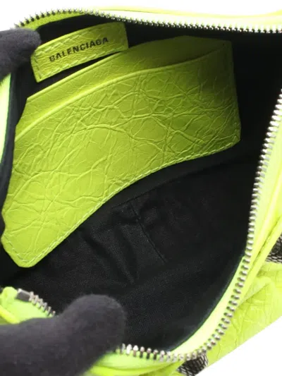 Pre-owned Balenciaga 2010-2025 Mini Croc Embossed Le Cagole Bb Handbag In Yellow