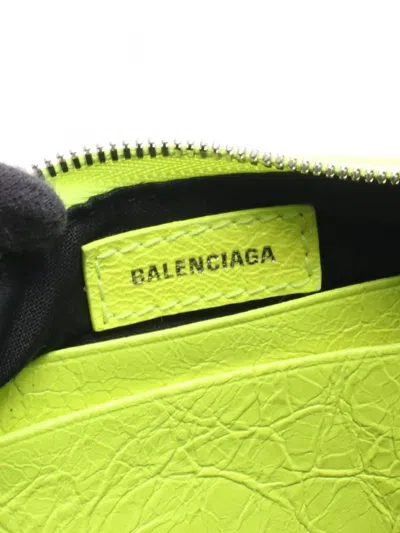 Pre-owned Balenciaga 2010-2025 Mini Croc Embossed Le Cagole Bb Handbag In Yellow