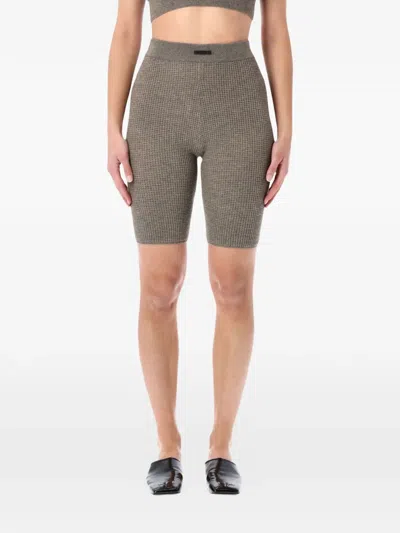 Essentials Waffle-knit Shorts In Brown