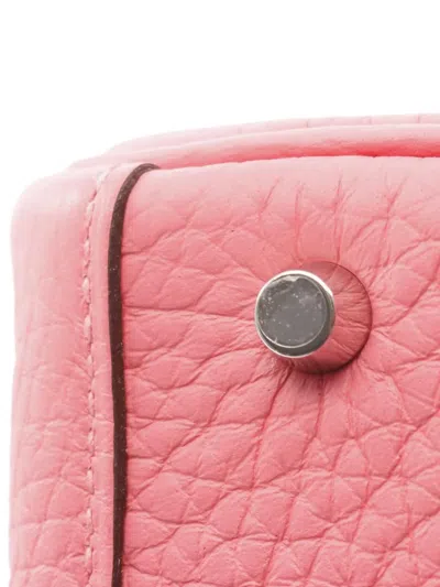Pre-owned Hermes 2024 Mini Taurillon Clemence Lindy 26 Satchel In Pink