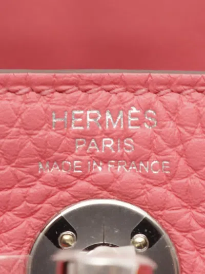 Pre-owned Hermes 2024 Mini Taurillon Clemence Lindy 26 Satchel In Pink