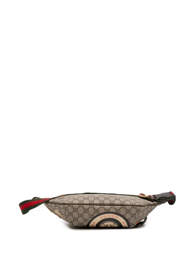 Pre-owned Gucci 2016-2025 Gg Supreme Courrier Belt Bag In Brown