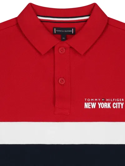 Tommy Hilfiger Junior Colourblock Logo Polo Shirt In Red