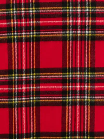 Barbour Red Scarf With Check Motif And Double Logo In Wool Woman In Red