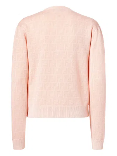 Fendi Patterned Buttoned Cardigan In Pink