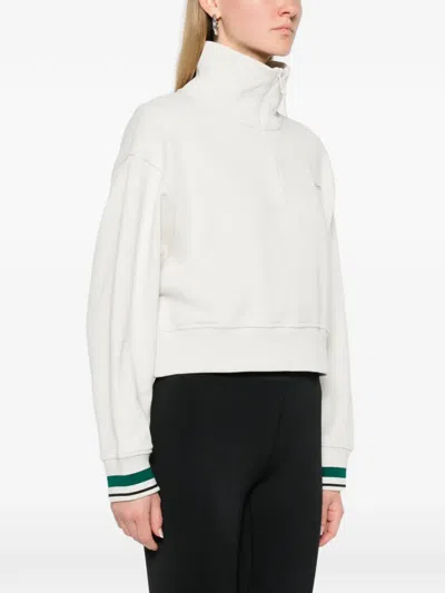 Calvin Klein Zip-up Ribbed Sweatshirt In White