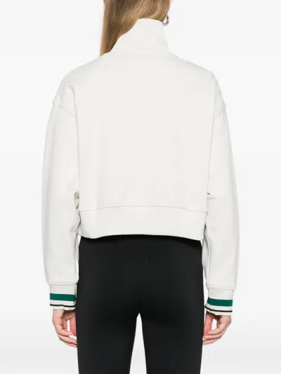 Calvin Klein Zip-up Ribbed Sweatshirt In White