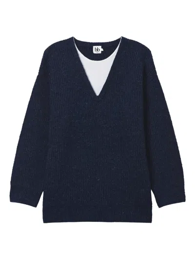 B+ab V-neck Sweater In Blue