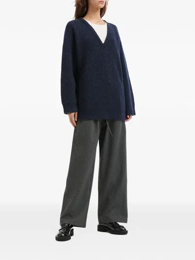 B+ab V-neck Sweater In Blue